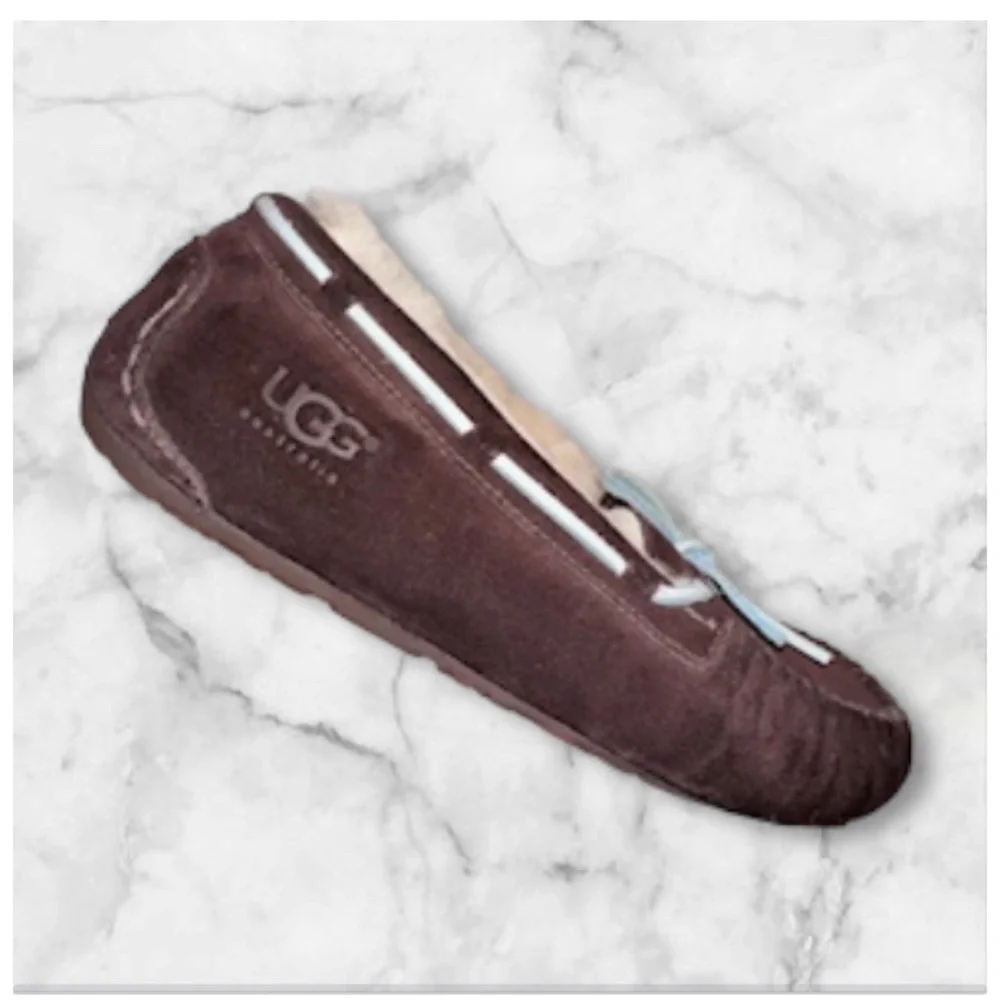 UGG Dakota Moccasin brown suede fur lined slippers girls size 4